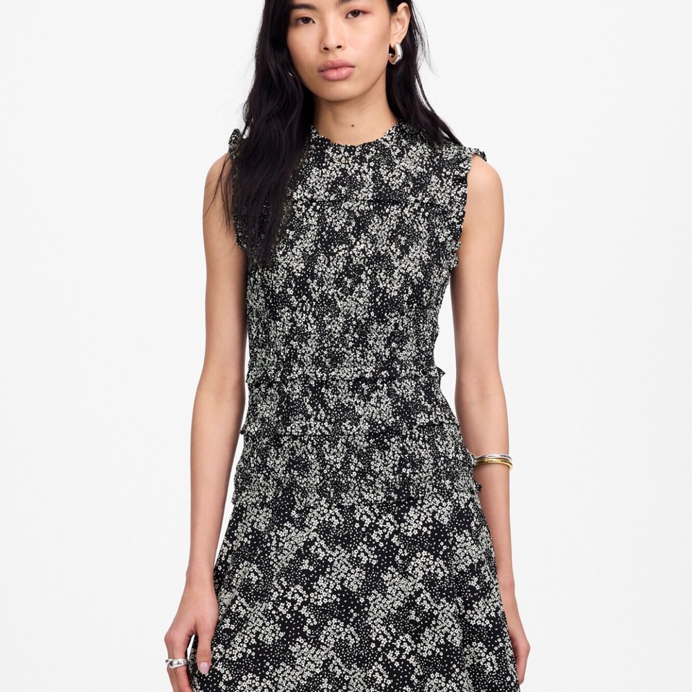 Madewell Black and White Floral Midi Dress